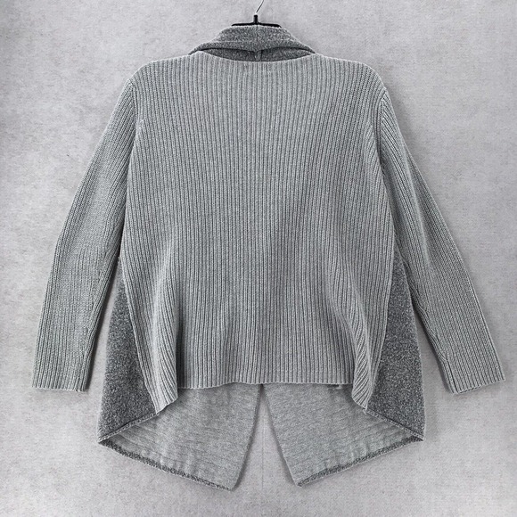 Umgee Textured Waterfall Open Front Cozy Style Cardigan Grey Sweater Womens Lg - Picture 2 of 10